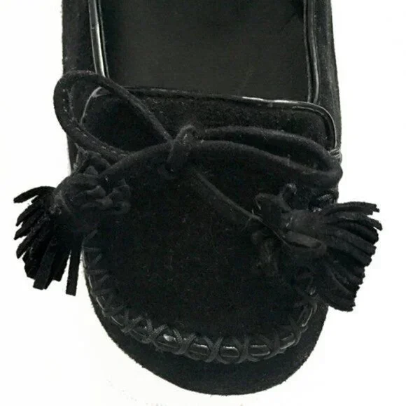 Chloe Black suede pump with bow and tassel, square toe, size 37.5 EU